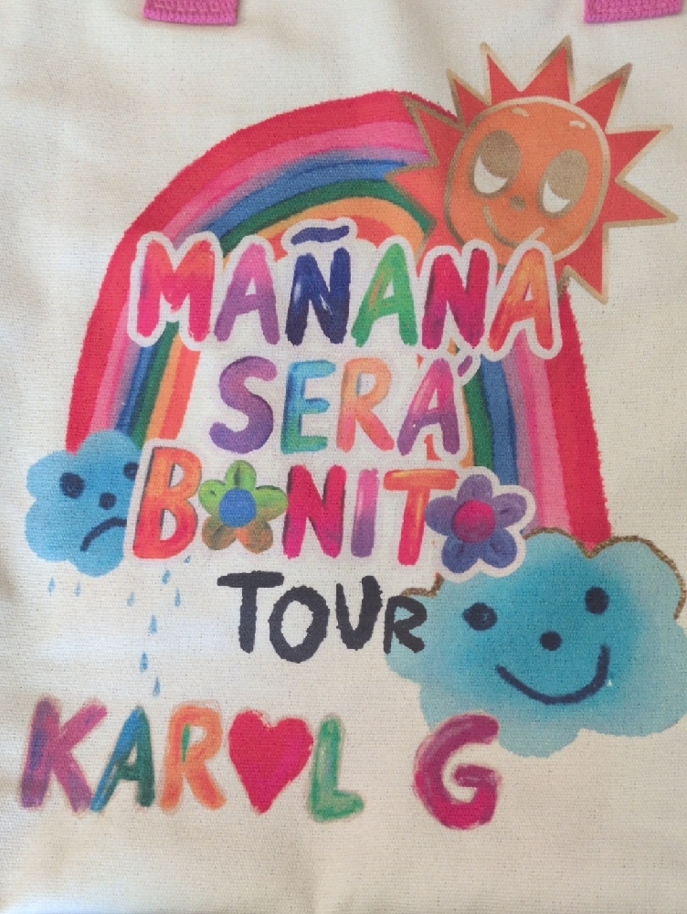Karol G Mañana Será Bonito Tour Canvas Tote with Pink Trim - Picture 2 of 9